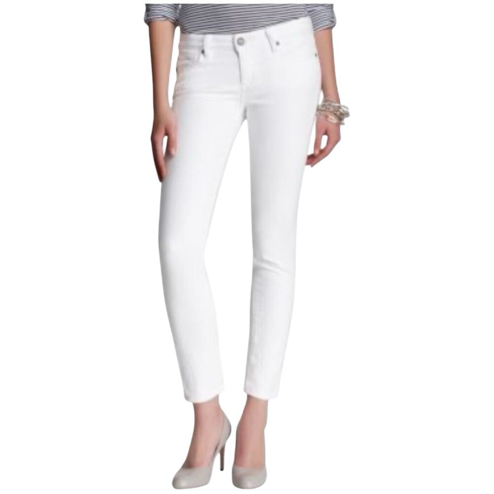Paige women size 24 white Skyline ankle Skinny Peg leg denim Jeans